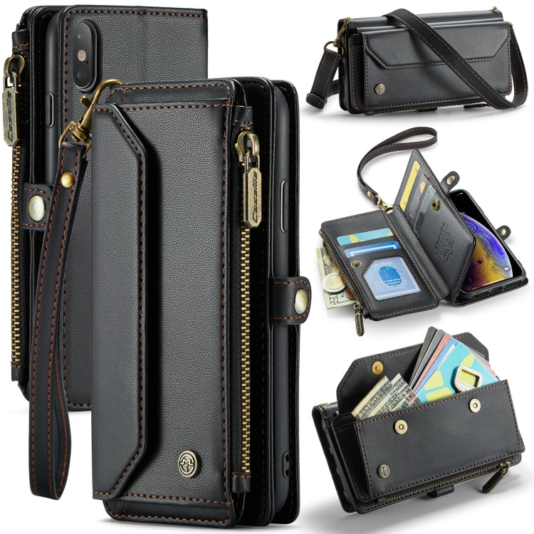 For iPhone XS Max CaseMe C36 Card Slots Zipper Wallet RFID Anti-theft Leather Phone Case(Black) - free shipping - PMC Jewellery - Order now!