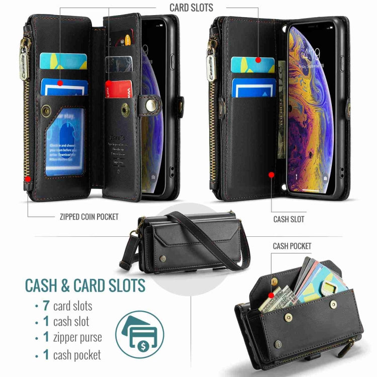 For iPhone XS Max CaseMe C36 Card Slots Zipper Wallet RFID Anti-theft Leather Phone Case(Black) - More iPhone Cases by CaseMe | Online Shopping South Africa | PMC Jewellery | Buy Now Pay Later Mobicred