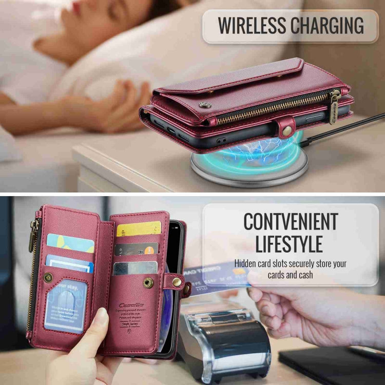 For iPhone XS Max CaseMe C36 Card Slots Zipper Wallet RFID Anti-theft Leather Phone Case(Wine Red) - free shipping - PMC Jewellery - Order now!