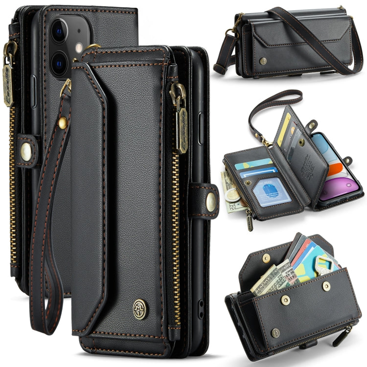 For iPhone 11 CaseMe C36 Card Slots Zipper Wallet RFID Anti-theft Leather Phone Case(Black) - free shipping - PMC Jewellery - Order now!