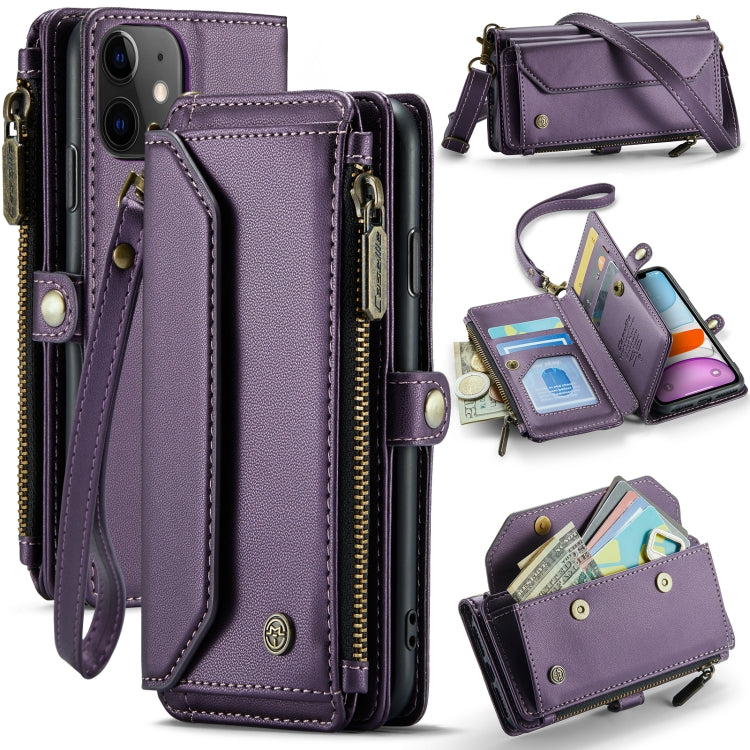 For iPhone 11 CaseMe C36 Card Slots Zipper Wallet RFID Anti-theft Leather Phone Case(Purple) - free shipping - PMC Jewellery - Order now!