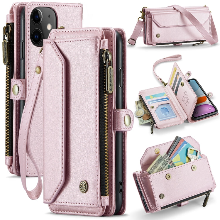 For iPhone 11 CaseMe C36 Card Slots Zipper Wallet RFID Anti-theft Leather Phone Case(Pink) - iPhone 11 Cases by CaseMe | Online Shopping South Africa | PMC Jewellery | Buy Now Pay Later Mobicred