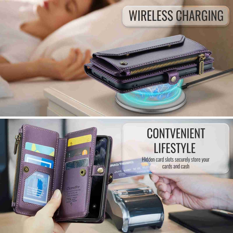 For iPhone 11 Pro CaseMe C36 Card Slots Zipper Wallet RFID Anti-theft Leather Phone Case(Purple) - free shipping - PMC Jewellery - Order now!