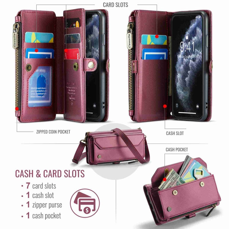 For iPhone 11 Pro CaseMe C36 Card Slots Zipper Wallet RFID Anti-theft Leather Phone Case(Wine Red) - iPhone 11 Pro Cases by CaseMe | Online Shopping South Africa | PMC Jewellery | Buy Now Pay Later Mobicred