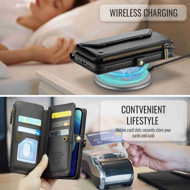For iPhone 12 mini CaseMe C36 Card Slots Zipper Wallet RFID Anti-theft Leather Phone Case(Black) - free shipping - PMC Jewellery - Order now!