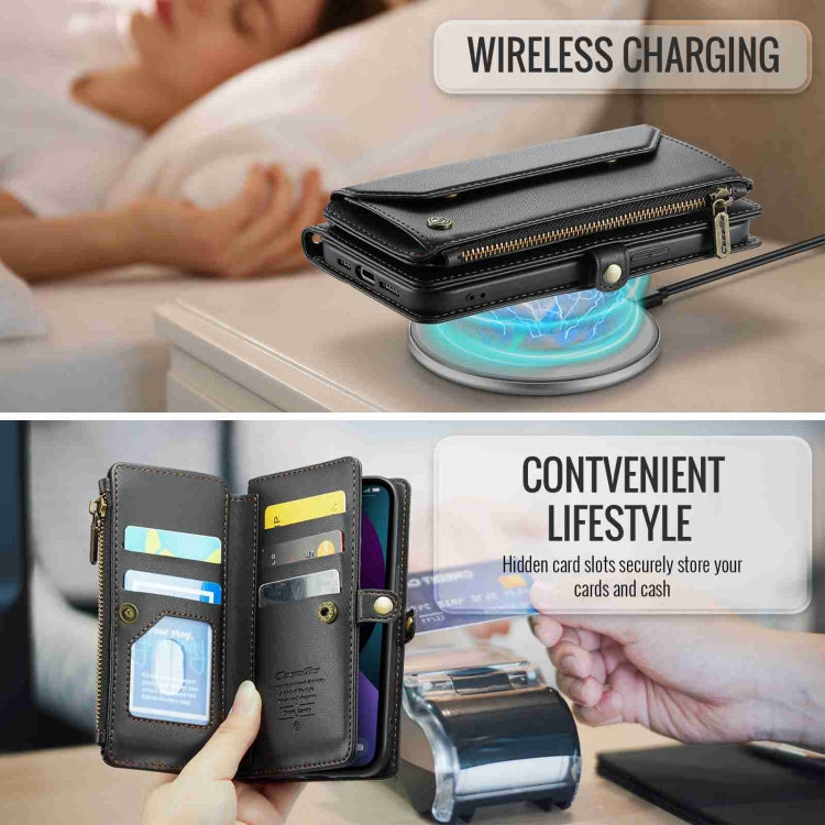 For iPhone 13 mini CaseMe C36 Card Slots Zipper Wallet RFID Anti-theft Leather Phone Case(Black) - free shipping - PMC Jewellery - Order now!