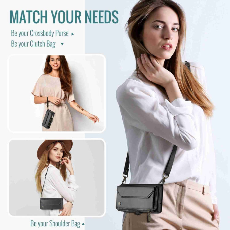For iPhone 15 CaseMe C36 Card Slots Zipper Wallet RFID Anti-theft Leather Phone Case(Black) - free shipping - PMC Jewellery - Order now!