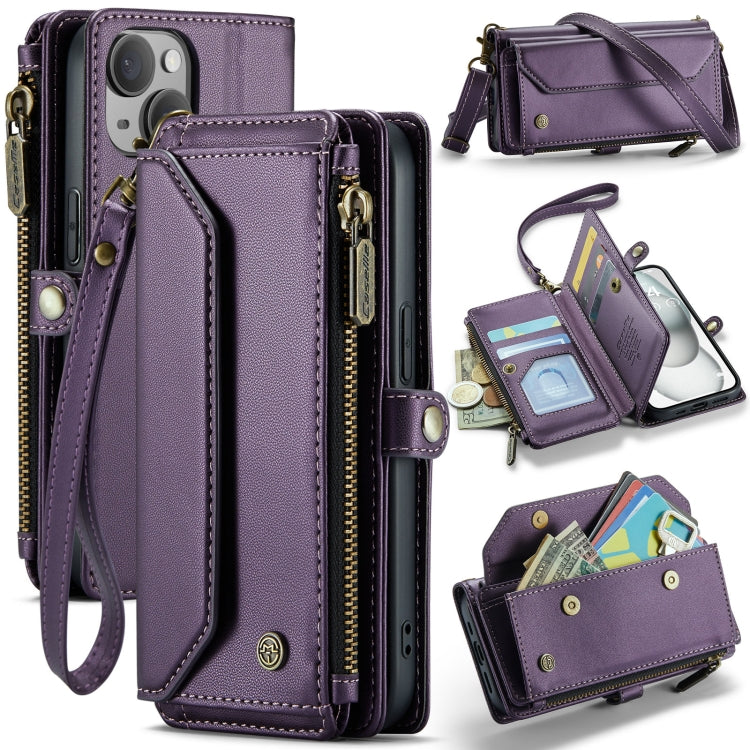 For iPhone 15 CaseMe C36 Card Slots Zipper Wallet RFID Anti-theft Leather Phone Case(Purple) - free shipping - PMC Jewellery - Order now!