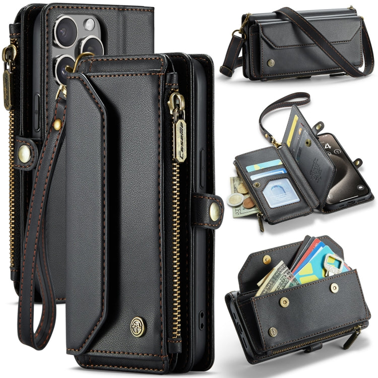For iPhone 15 Pro Max CaseMe C36 Card Slots Zipper Wallet RFID Anti-theft Leather Phone Case(Black) - free shipping - PMC Jewellery - Order now!