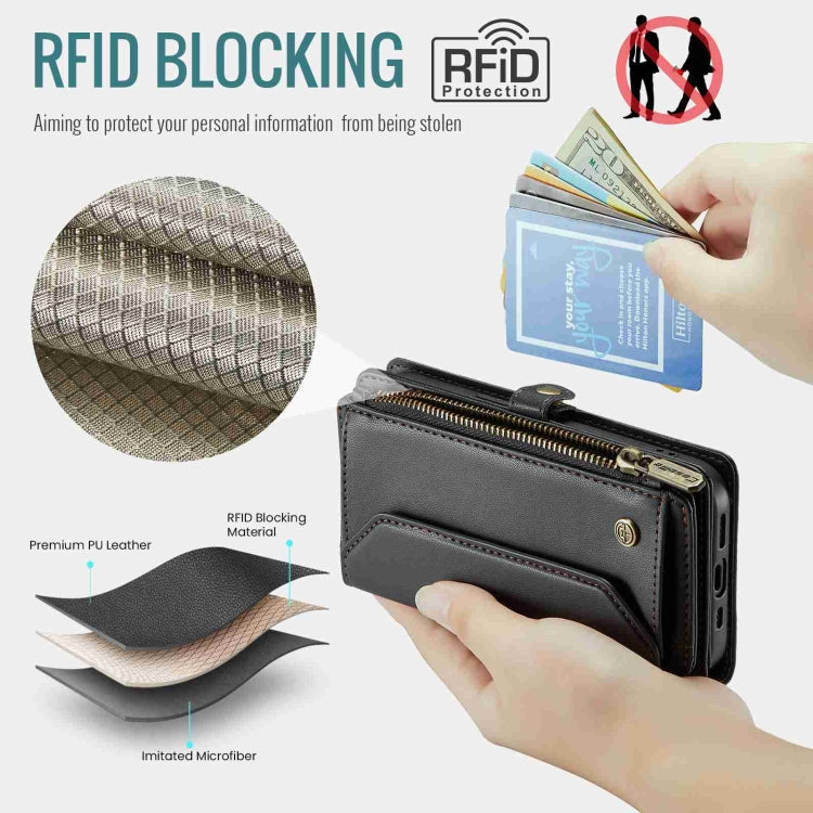 For iPhone 15 Pro Max CaseMe C36 Card Slots Zipper Wallet RFID Anti-theft Leather Phone Case(Black) - free shipping - PMC Jewellery - Order now!