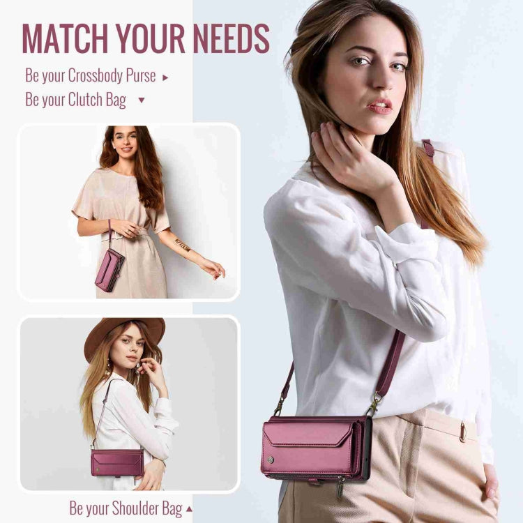 For iPhone 15 Pro Max CaseMe C36 Card Slots Zipper Wallet RFID Anti-theft Leather Phone Case(Wine Red) - free shipping - PMC Jewellery - Order now!