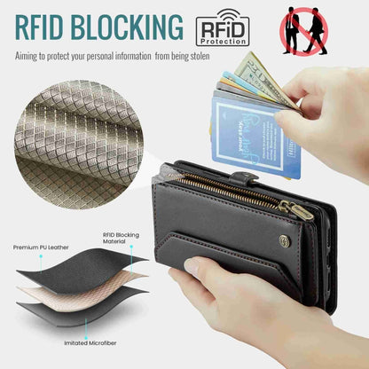 For iPhone 8 Plus / 7 Plus / 6 Plus CaseMe C36 Card Slots Zipper Wallet RFID Anti-theft Leather Phone Case(Black) - More iPhone Cases by CaseMe | Online Shopping South Africa | PMC Jewellery | Buy Now Pay Later Mobicred