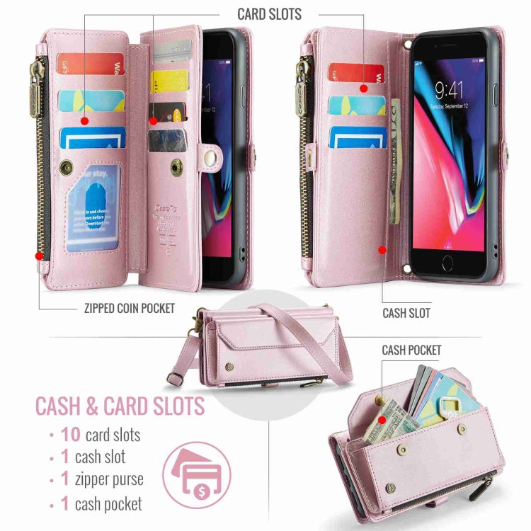 For iPhone 8 Plus / 7 Plus / 6 Plus CaseMe C36 Card Slots Zipper Wallet RFID Anti-theft Leather Phone Case(Pink) - free shipping - PMC Jewellery - Order now!