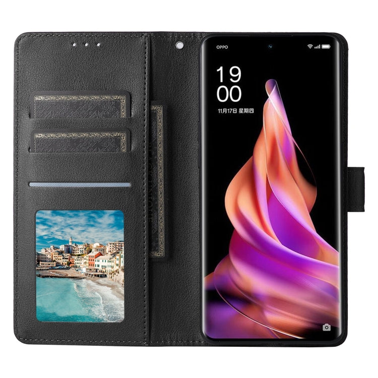 For OPPO Reno9 /9 Pro 5G Multifunctional Horizontal Flip Leather Phone Case with Three Card Slot(Black) - OPPO Cases by PMC Jewellery | Online Shopping South Africa | PMC Jewellery | Buy Now Pay Later Mobicred