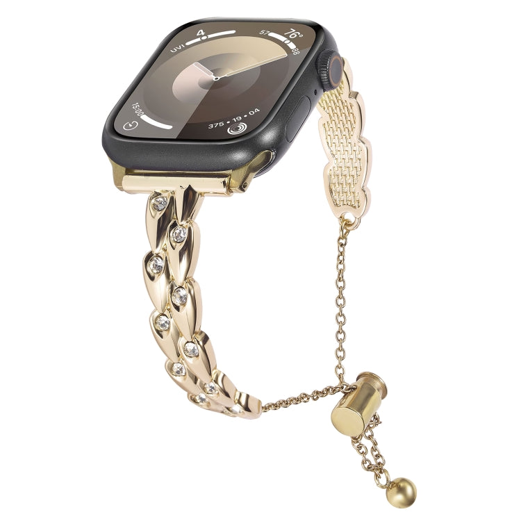 For Apple Watch Series 7 41mm Rhinestone Peacock Metal Bracelet Watch Band(Gold) - free shipping - PMC TechLife - Order now!