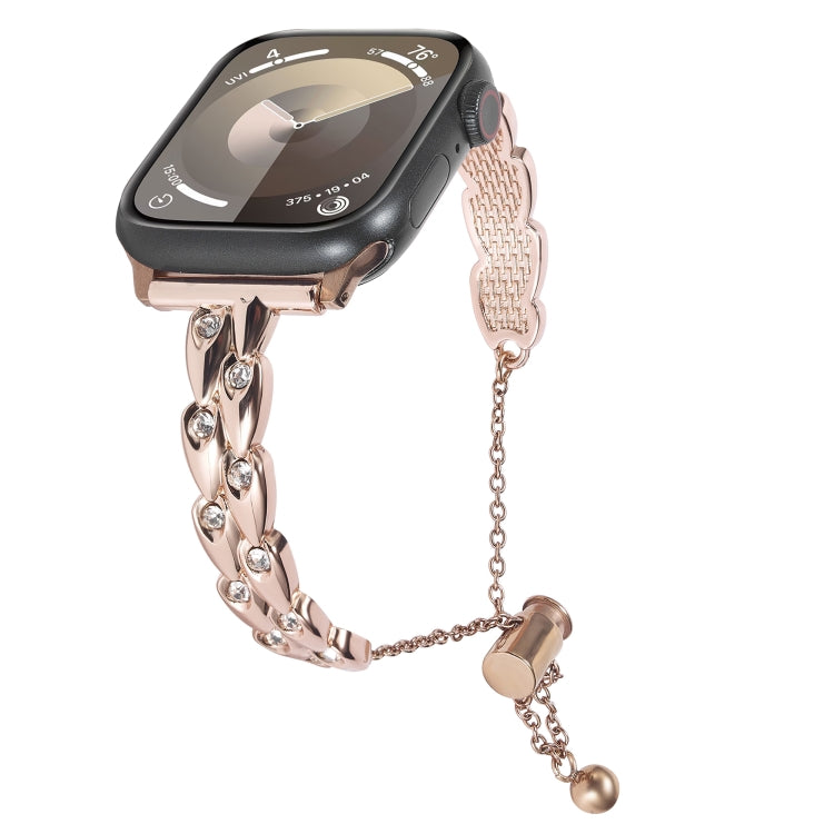 For Apple Watch 42mm Rhinestone Peacock Metal Bracelet Watch Band(Rose Gold) - free shipping - PMC TechLife - Order now!
