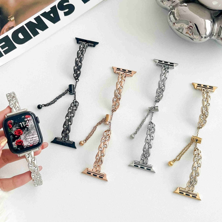 For Apple Watch Series 4 40mm Rhinestone Peacock Metal Bracelet Watch Band(Rose Gold) - free shipping - PMC TechLife - Order now!