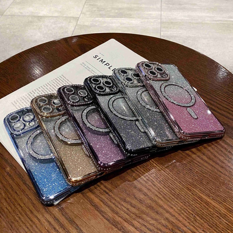 For iPhone 16 Plus Diamond Gradient Glitter Plated MagSafe Phone Case(Pink) - free shipping - PMC Jewellery - Order now!