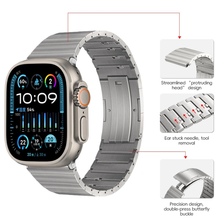 For Apple Watch Ultra 2 49mm PG65 Single Bead Bamboo Joint Spring Bars Titanium Metal Watch Band(Silver) - Watch Bands by PMC Jewellery | Online Shopping South Africa | PMC Jewellery | Buy Now Pay Later Mobicred