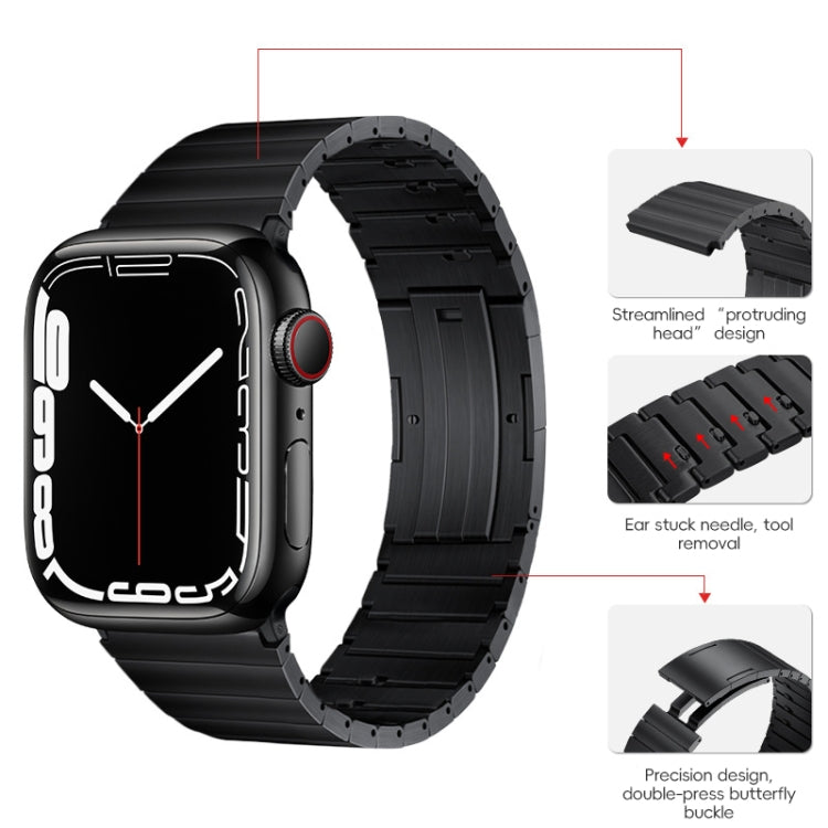 For Apple Watch 42mm PG65 Single Bead Bamboo Joint Spring Bars Titanium Metal Watch Band(Black) - free shipping - PMc TechLife - Order now!