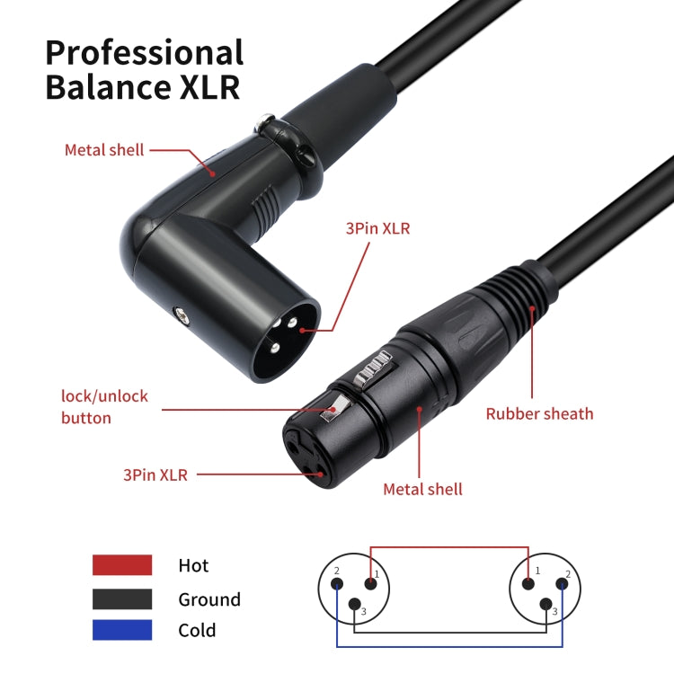 XK042L XLR 3pin Straight Female to Elbow Male Audio Cable, Length:10m(Black) - Microphone Audio Cable & Connector by PMC Jewellery | Online Shopping South Africa | PMC Jewellery | Buy Now Pay Later Mobicred