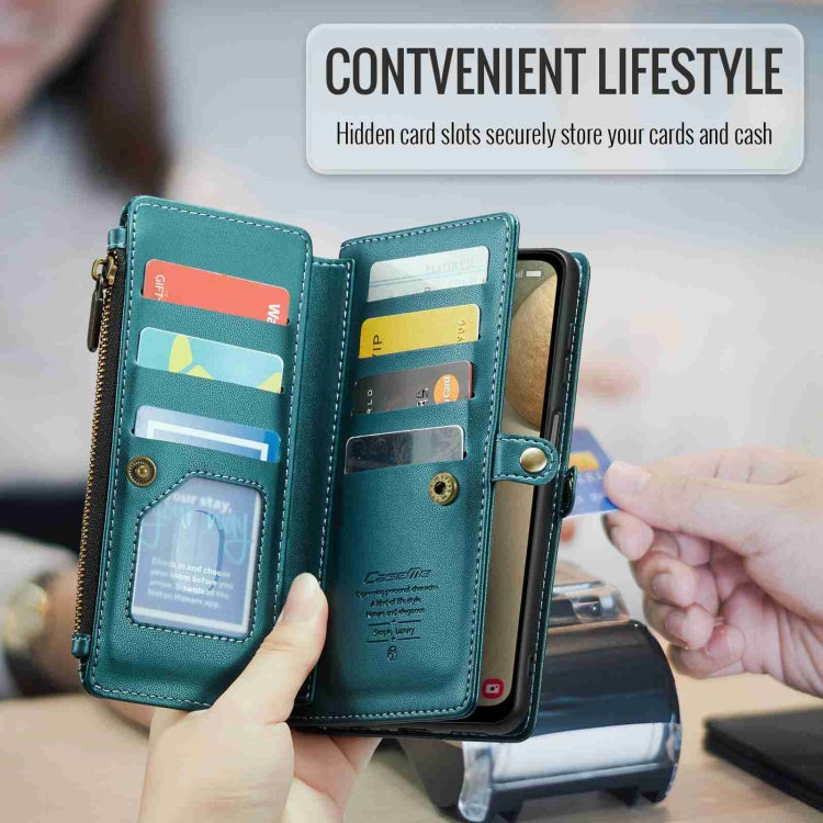 For Samsung Galaxy A12 5G CaseMe C36 Card Slots Zipper Wallet RFID Anti-theft Leather Phone Case(Blue-green) - Galaxy Phone Cases by CaseMe | Online Shopping South Africa | PMC Jewellery | Buy Now Pay Later Mobicred