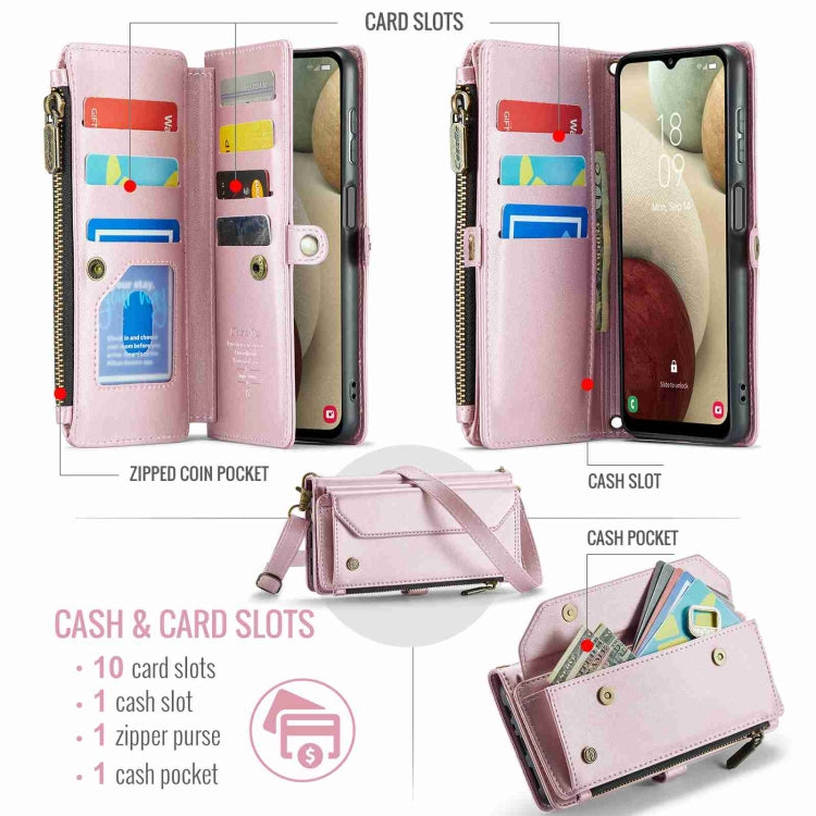 For Samsung Galaxy A12 5G CaseMe C36 Card Slots Zipper Wallet RFID Anti-theft Leather Phone Case(Pink) - Galaxy Phone Cases by CaseMe | Online Shopping South Africa | PMC Jewellery | Buy Now Pay Later Mobicred