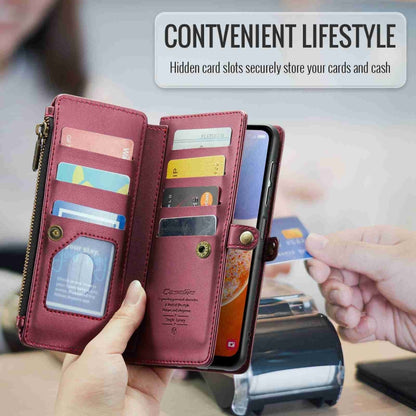 For Samsung Galaxy A14 5G / 4G CaseMe C36 Card Slots Zipper Wallet RFID Anti-theft Leather Phone Case(Wine Red) - Galaxy Phone Cases by CaseMe | Online Shopping South Africa | PMC Jewellery | Buy Now Pay Later Mobicred