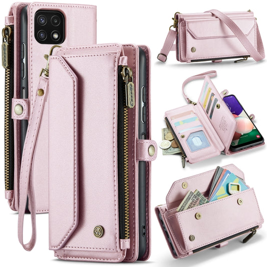 For Samsung Galaxy A22 5G CaseMe C36 Card Slots Zipper Wallet RFID Anti-theft Leather Phone Case(Pink) - Galaxy Phone Cases by CaseMe | Online Shopping South Africa | PMC Jewellery | Buy Now Pay Later Mobicred