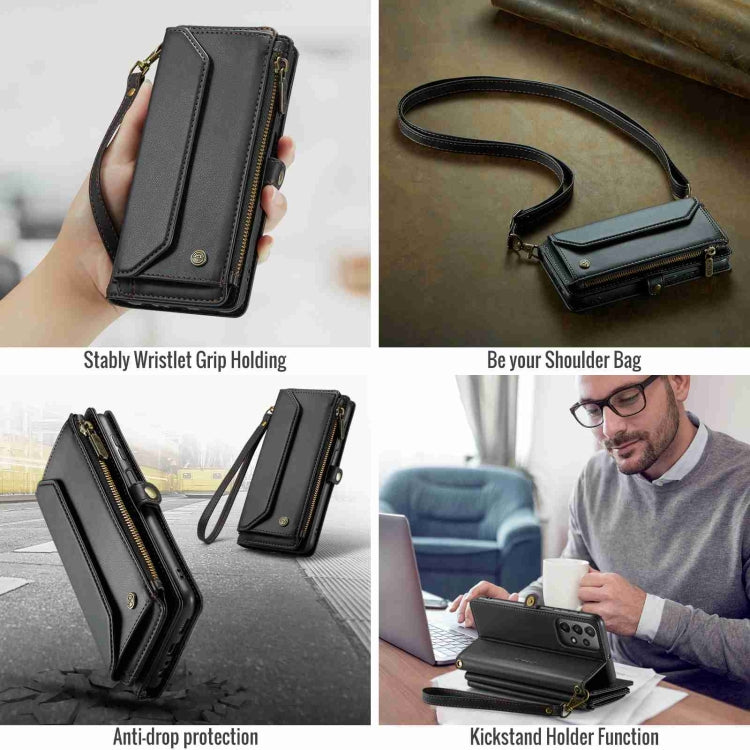 For Samsung Galaxy A23 CaseMe C36 Card Slots Zipper Wallet RFID Anti-theft Leather Phone Case(Black) - Galaxy Phone Cases by CaseMe | Online Shopping South Africa | PMC Jewellery | Buy Now Pay Later Mobicred