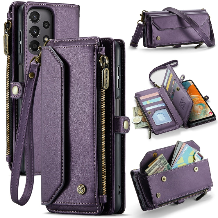 For Samsung Galaxy A23 CaseMe C36 Card Slots Zipper Wallet RFID Anti-theft Leather Phone Case(Purple) - free shipping - PMC Jewellery - Order now!
