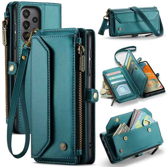 For Samsung Galaxy A23 CaseMe C36 Card Slots Zipper Wallet RFID Anti-theft Leather Phone Case(Blue-green) - Galaxy Phone Cases by CaseMe | Online Shopping South Africa | PMC Jewellery | Buy Now Pay Later Mobicred