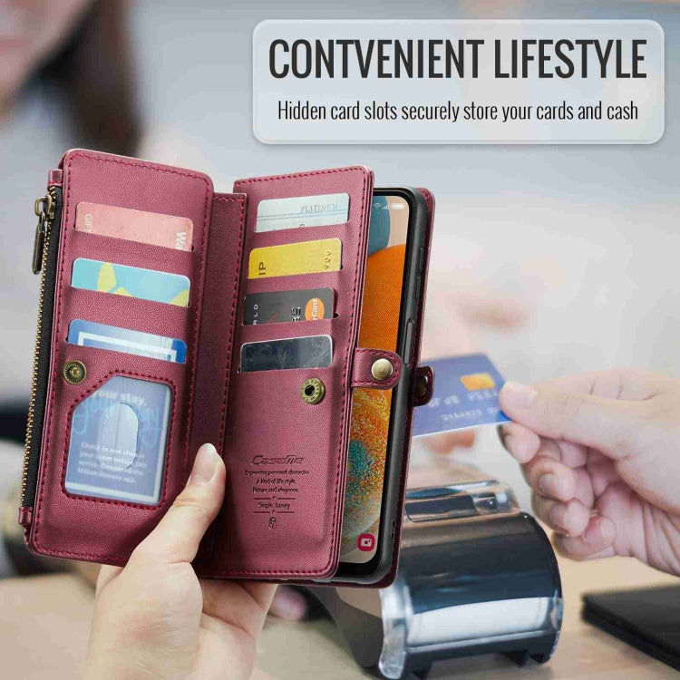 For Samsung Galaxy A23 CaseMe C36 Card Slots Zipper Wallet RFID Anti-theft Leather Phone Case(Wine Red) - Galaxy Phone Cases by CaseMe | Online Shopping South Africa | PMC Jewellery | Buy Now Pay Later Mobicred