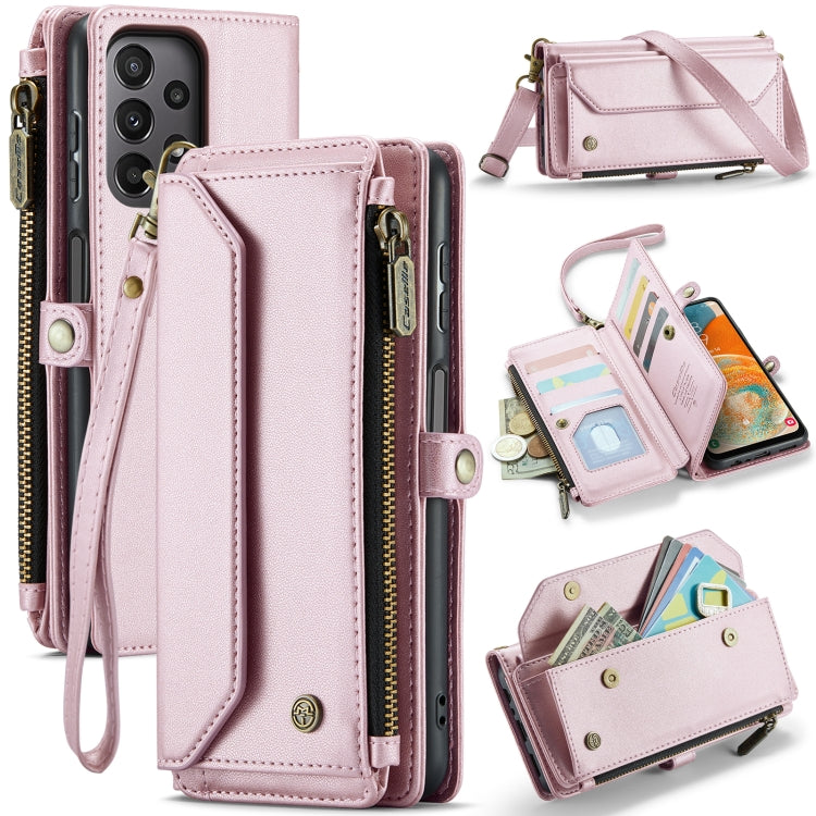For Samsung Galaxy A23 CaseMe C36 Card Slots Zipper Wallet RFID Anti-theft Leather Phone Case(Pink) - free shipping - PMC Jewellery - Order now!