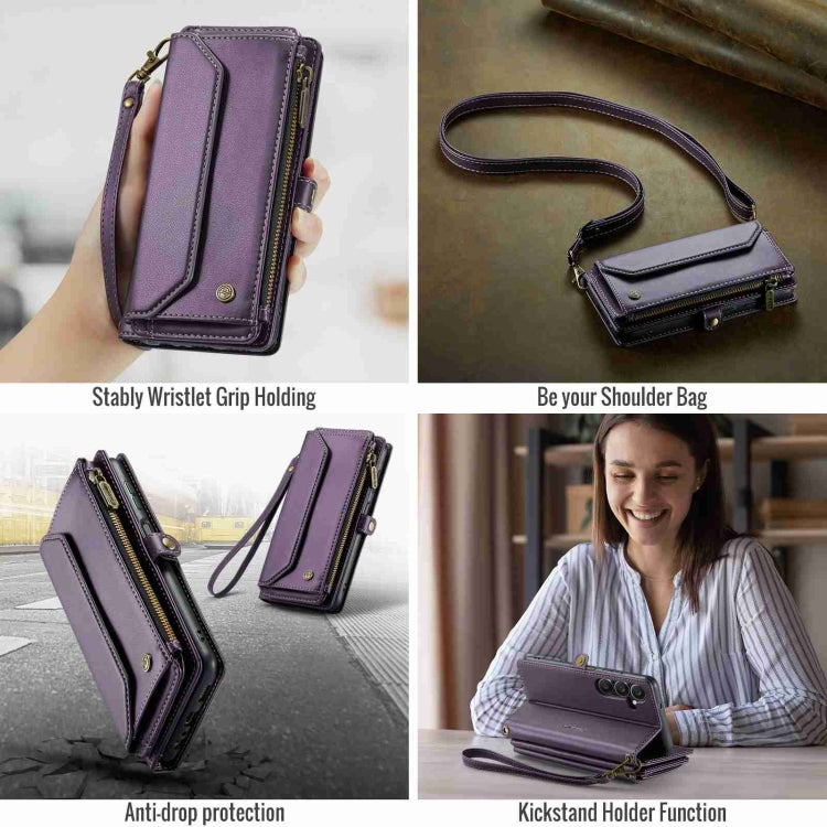 For Samsung Galaxy A25 CaseMe C36 Card Slots Zipper Wallet RFID Anti-theft Leather Phone Case(Purple) - free shipping - PMC Jewellery - Order now!