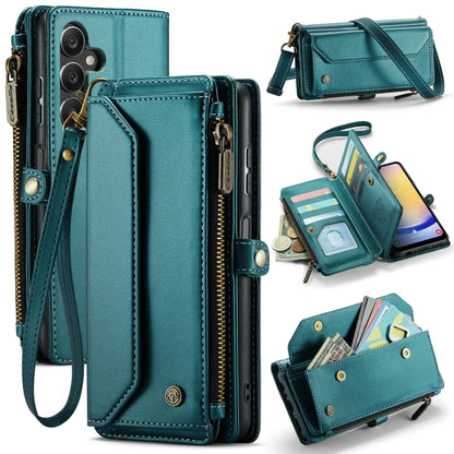 For Samsung Galaxy A25 CaseMe C36 Card Slots Zipper Wallet RFID Anti-theft Leather Phone Case(Blue-green) - Galaxy Phone Cases by CaseMe | Online Shopping South Africa | PMC Jewellery | Buy Now Pay Later Mobicred