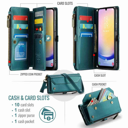 For Samsung Galaxy A25 CaseMe C36 Card Slots Zipper Wallet RFID Anti-theft Leather Phone Case(Blue-green) - Galaxy Phone Cases by CaseMe | Online Shopping South Africa | PMC Jewellery | Buy Now Pay Later Mobicred