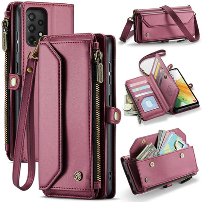 For Samsung Galaxy A33 5G CaseMe C36 Card Slots Zipper Wallet RFID Anti-theft Leather Phone Case(Wine Red) - Galaxy Phone Cases by CaseMe | Online Shopping South Africa | PMC Jewellery | Buy Now Pay Later Mobicred