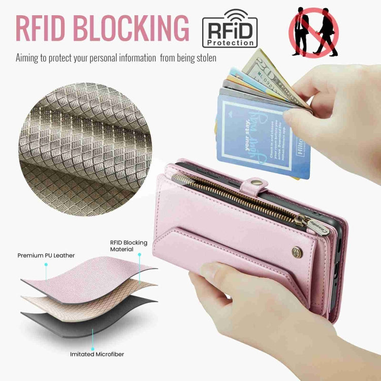 For Samsung Galaxy A33 5G CaseMe C36 Card Slots Zipper Wallet RFID Anti-theft Leather Phone Case(Pink) - free shipping - PMC Jewellery - Order now!