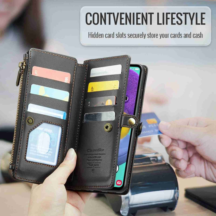 For Samsung Galaxy A51 4G CaseMe C36 Card Slots Zipper Wallet RFID Anti-theft Leather Phone Case(Black) - free shipping - PMC Jewellery - Order now!