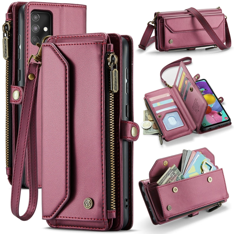 For Samsung Galaxy A51 4G CaseMe C36 Card Slots Zipper Wallet RFID Anti-theft Leather Phone Case(Wine Red) - Galaxy Phone Cases by CaseMe | Online Shopping South Africa | PMC Jewellery | Buy Now Pay Later Mobicred