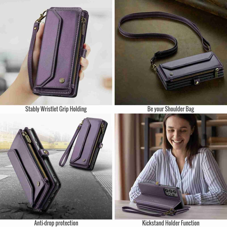 For Samsung Galaxy A53 5G CaseMe C36 Card Slots Zipper Wallet RFID Anti-theft Leather Phone Case(Purple) - free shipping - PMC Jewellery - Order now!