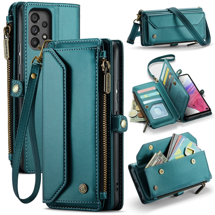 For Samsung Galaxy A53 5G CaseMe C36 Card Slots Zipper Wallet RFID Anti-theft Leather Phone Case(Blue-green) - Galaxy Phone Cases by CaseMe | Online Shopping South Africa | PMC Jewellery | Buy Now Pay Later Mobicred