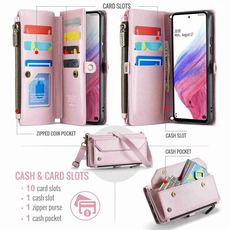 For Samsung Galaxy A53 5G CaseMe C36 Card Slots Zipper Wallet RFID Anti-theft Leather Phone Case(Pink) - Galaxy Phone Cases by CaseMe | Online Shopping South Africa | PMC Jewellery | Buy Now Pay Later Mobicred