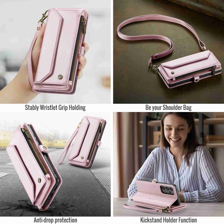For Samsung Galaxy A53 5G CaseMe C36 Card Slots Zipper Wallet RFID Anti-theft Leather Phone Case(Pink) - free shipping - PMC Jewellery - Order now!
