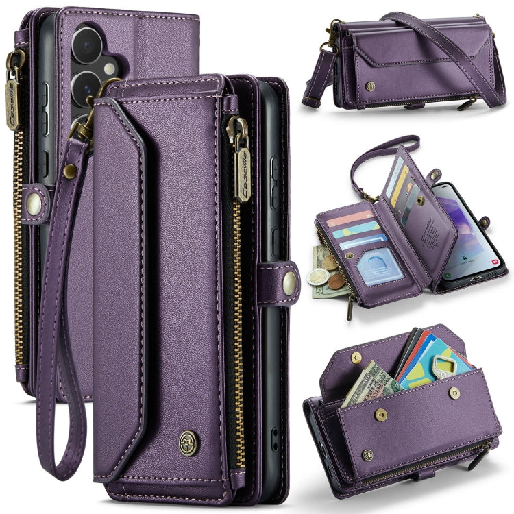 For Samsung Galaxy A55 5G CaseMe C36 Card Slots Zipper Wallet RFID Anti-theft Leather Phone Case(Purple) - Galaxy Phone Cases by CaseMe | Online Shopping South Africa | PMC Jewellery | Buy Now Pay Later Mobicred