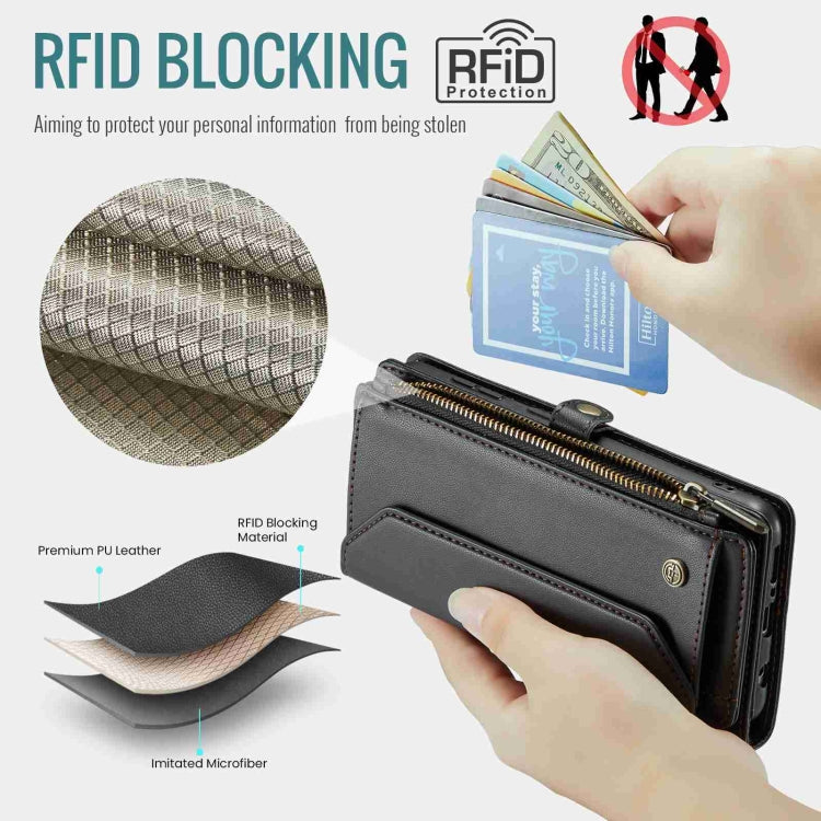 For Samsung Galaxy A71 4G CaseMe C36 Card Slots Zipper Wallet RFID Anti-theft Leather Phone Case(Black) - free shipping - PMC Jewellery - Order now!