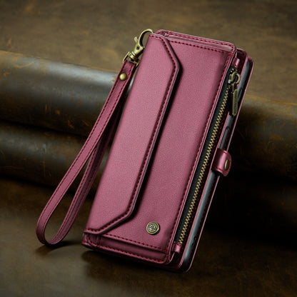 For Samsung Galaxy A72 CaseMe C36 Card Slots Zipper Wallet RFID Anti-theft Leather Phone Case(Wine Red) - Galaxy Phone Cases by CaseMe | Online Shopping South Africa | PMC Jewellery | Buy Now Pay Later Mobicred