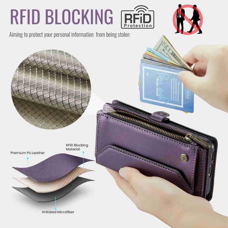 For Samsung Galaxy S10 CaseMe C36 Card Slots Zipper Wallet RFID Anti-theft Leather Phone Case(Purple) - Galaxy Phone Cases by CaseMe | Online Shopping South Africa | PMC Jewellery | Buy Now Pay Later Mobicred