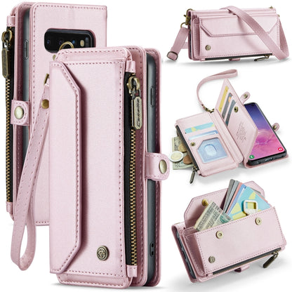 For Samsung Galaxy S10 CaseMe C36 Card Slots Zipper Wallet RFID Anti-theft Leather Phone Case(Pink) - Galaxy Phone Cases by CaseMe | Online Shopping South Africa | PMC Jewellery | Buy Now Pay Later Mobicred